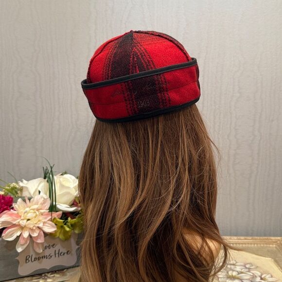 Stormy Kromer Red & Black Plaid Wool Blend Cap Hat Metal Hardware Sz 6 7/8 main image 11